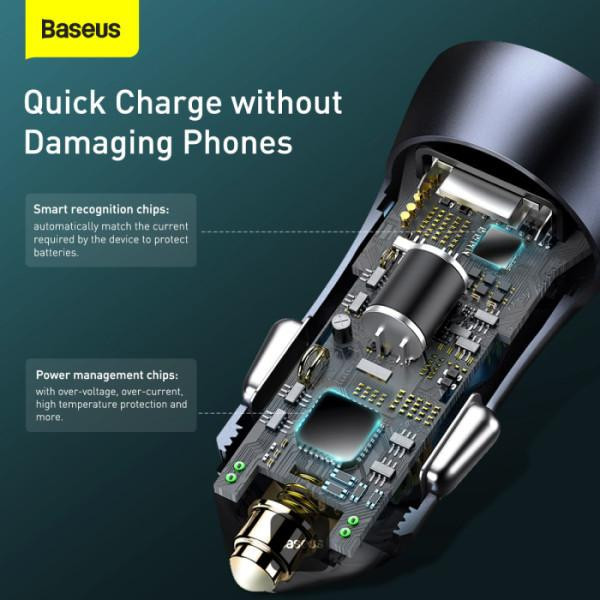 شارژر فندکی باسئوس مدل tzccjd-0g به همراه کابل تبدیل USB-C