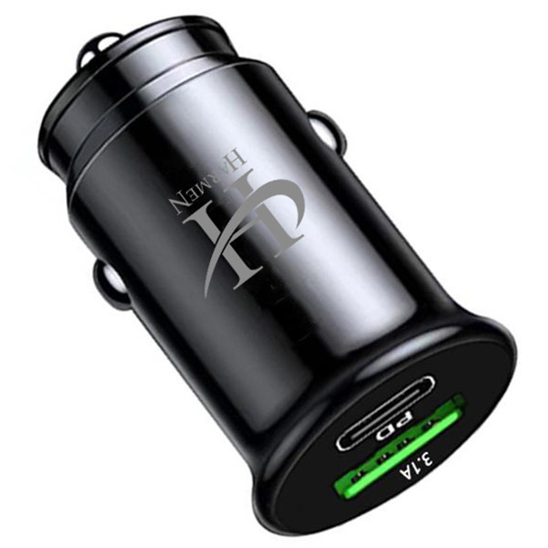 شارژر فندکی 35 وات هارمن مدل HR-QC3PDUSB200 به همراه کابل تبدیل USB به MICROUSB/USB-C/لایتنینگ