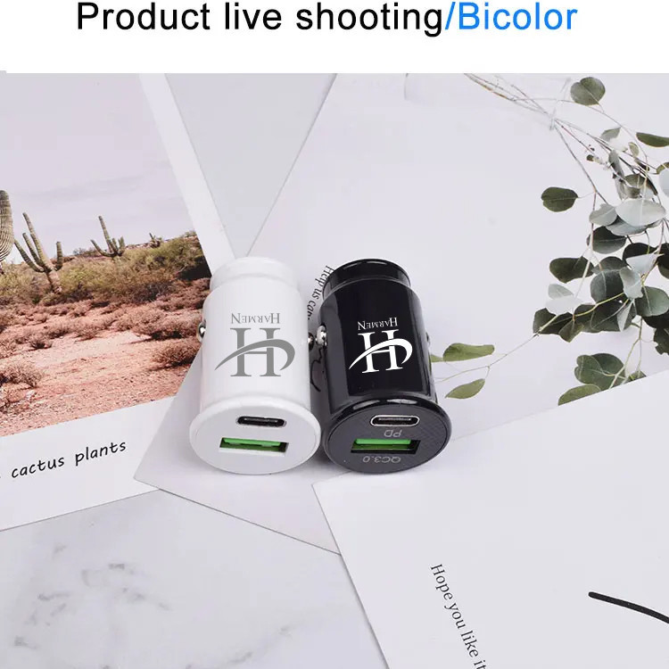 شارژر فندکی 35 وات هارمن مدل HR-QC3PDUSB200 به همراه کابل تبدیل USB به MICROUSB/USB-C/لایتنینگ