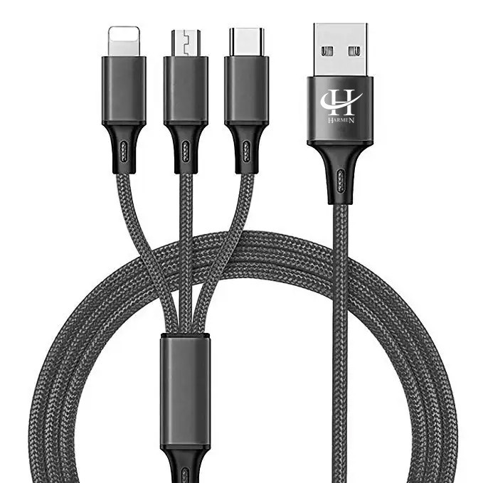 شارژر فندکی 35 وات هارمن مدل HR-QC3PDUSB200 به همراه کابل تبدیل USB به MICROUSB/USB-C/لایتنینگ