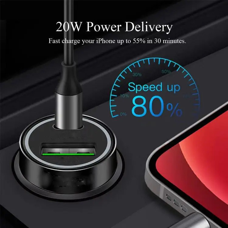 شارژر فندکی 35 وات هارمن مدل HR-QC3PDUSB200 به همراه کابل تبدیل USB به MICROUSB/USB-C/لایتنینگ