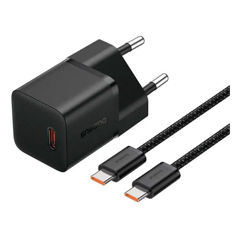 شارژر دیواری 20 وات بیسوس مدل GAN5 mini به همراه کابل تبدیل usb-c