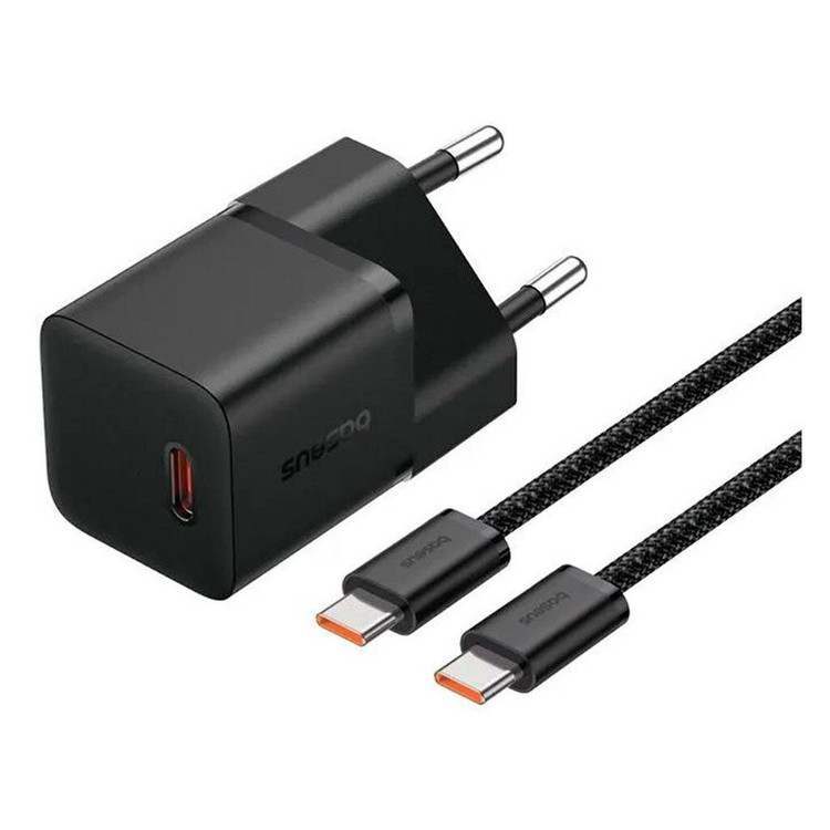 شارژر دیواری 20 وات بیسوس مدل GAN5 mini به همراه کابل تبدیل usb-c