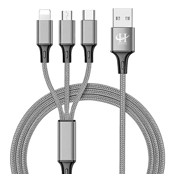 شارژر فندکی 15 وات هارمن مدل HR-CL1200 به همراه کابل تبدیل USB به MICROUSB/USB-C/LIGHTNING