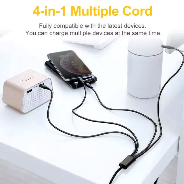 شارژر فندکی 15 وات هارمن مدل HR-CL1200 به همراه کابل تبدیل USB به MICROUSB/USB-C/LIGHTNING