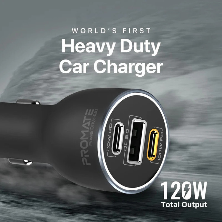 شارژر فندکی 120 وات پرومیت مدل POWERDRIVE-120
