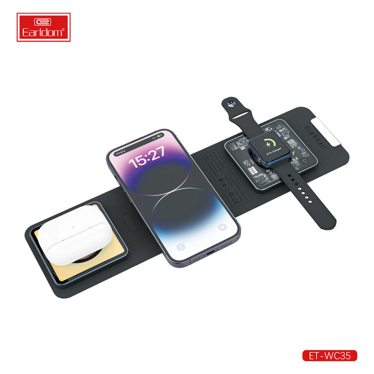 شارژر بی سیم ارلدام مدل 3IN1 FOLDABLE WC35