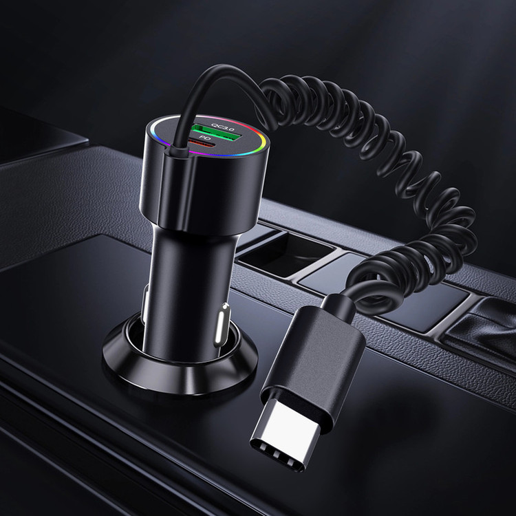 شارژر فندکی 83 وات دو پورت ارلدام مدل CC44 به همراه کابل USB-C