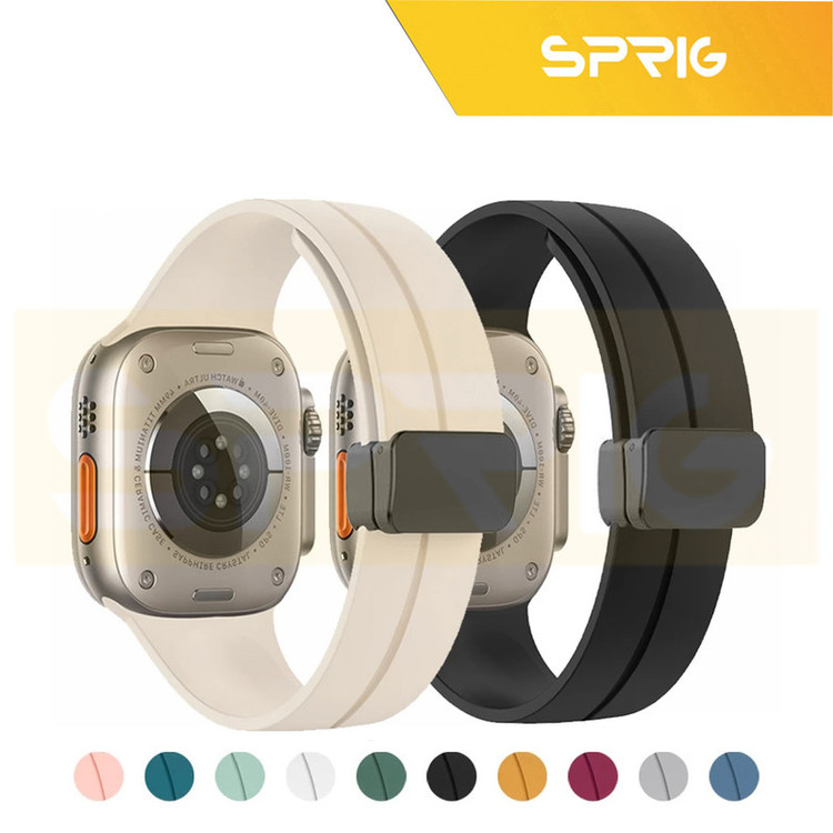 بند اسپریگ مدل Magnetic silicon مناسب برای اپل واچ سری 1/2/3/4/5/6/7/8/SE/ULTRA سایز 42/44/45/49 میلی متری