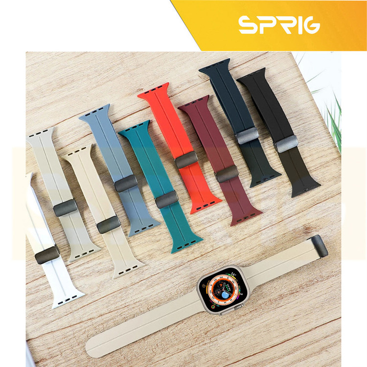 بند اسپریگ مدل Magnetic silicon مناسب برای اپل واچ سری 1/2/3/4/5/6/7/8/SE/ULTRA سایز 42/44/45/49 میلی متری