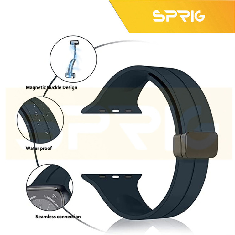 بند اسپریگ مدل Magnetic silicon مناسب برای اپل واچ سری 1/2/3/4/5/6/7/8/SE/ULTRA سایز 42/44/45/49 میلی متری