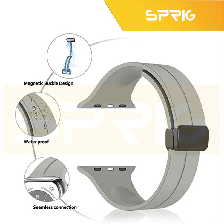 بند اسپریگ مدل Magnetic silicon مناسب برای اپل واچ سری 1/2/3/4/5/6/7/8/SE/ULTRA سایز 42/44/45/49 میلی متری