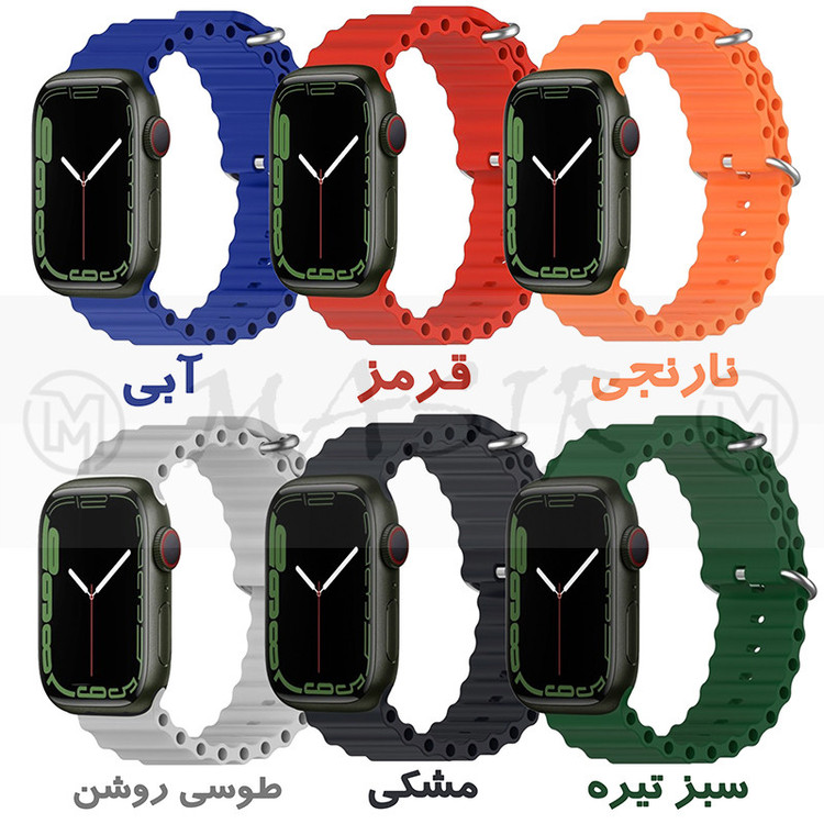 بند مسیر مدل Silicone Ocean Loop مناسب برای اپل واچ سری 3 سایز 38 میلی متری