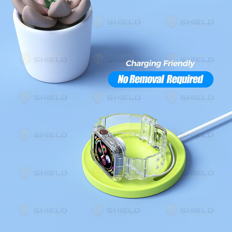 بند آلتیمیت شیلد مدل Transparent Shock مناسب برای اپل واچ 49 mm سری Ultra / Ultra 2 به همراه کاور