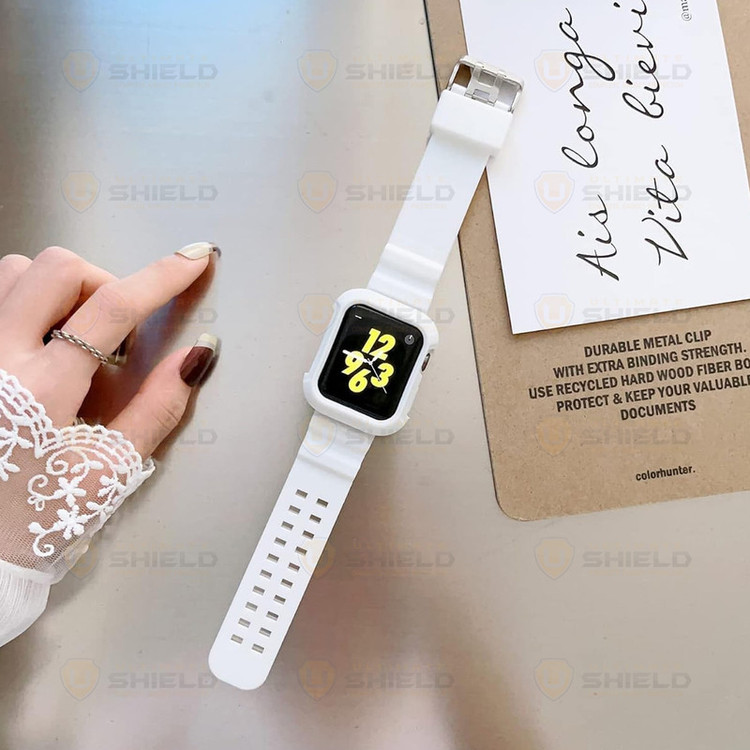 بند آلتیمیت شیلد مدل Transparent Shock مناسب برای اپل واچ 49 mm سری Ultra / Ultra 2 به همراه کاور