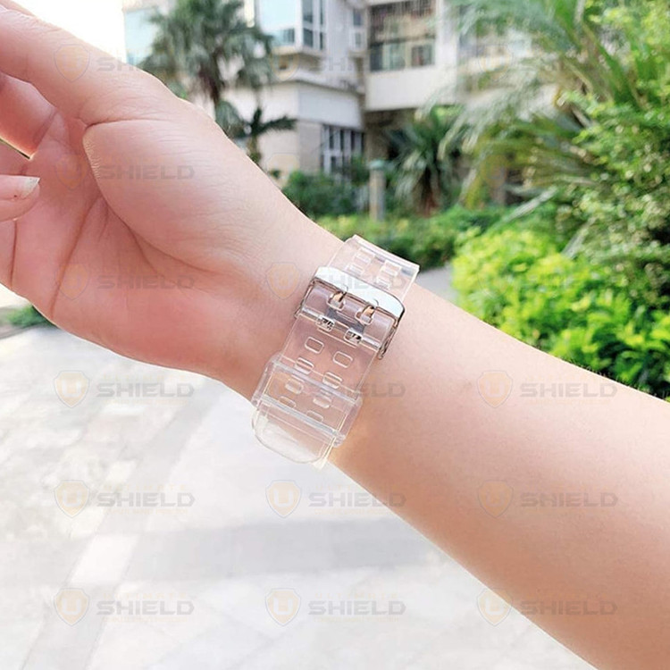 بند آلتیمیت شیلد مدل Transparent Shock مناسب برای اپل واچ 49 mm سری Ultra / Ultra 2 به همراه کاور