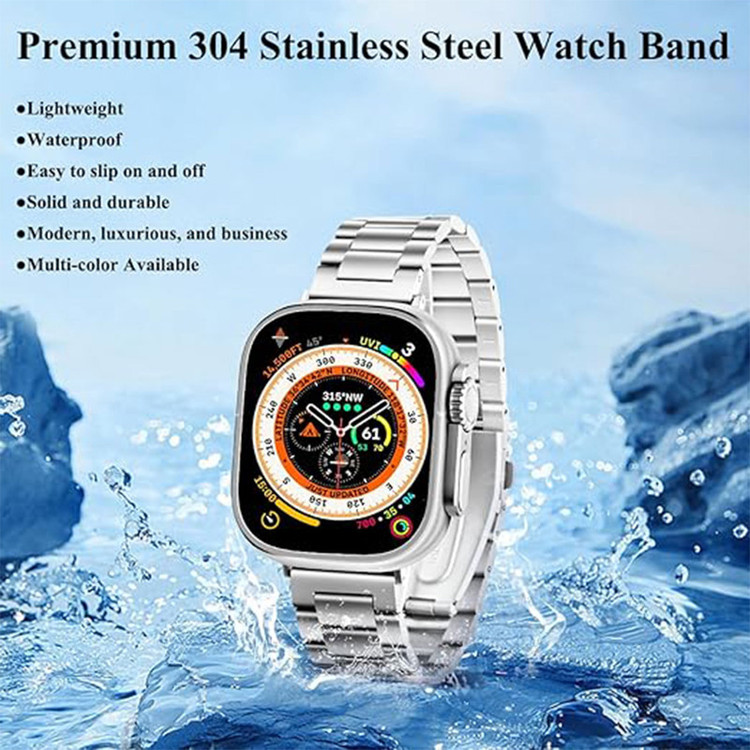 بند گوف مدل Stainless 3Bead مناسب برای ساعت هوشمند T800 ultra / T900 ultra / HK8 Pro max / HK9 Ultra 2