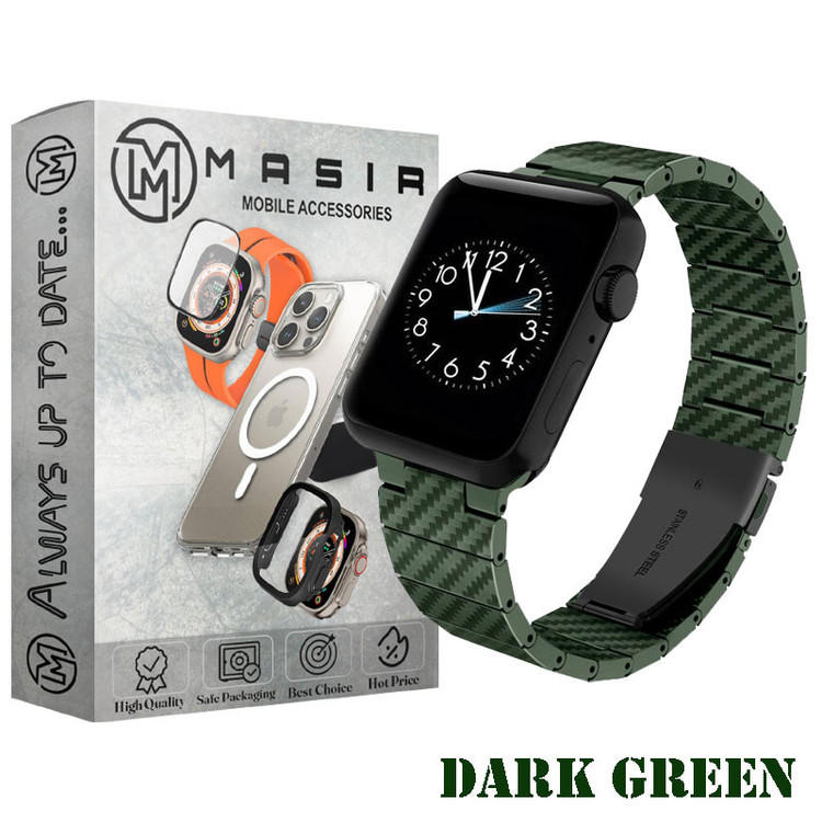 بند مسیر مدل Carbon Stainlees مناسب برای اپل واچ سری 10 سایز 46 mm