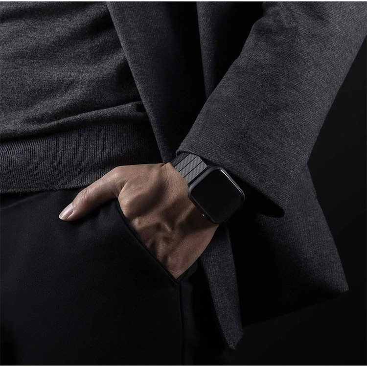 بند مسیر مدل Carbon Stainlees مناسب برای اپل واچ سری 10 سایز 46 mm