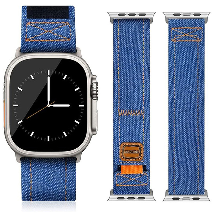 بند آکوآرا مدل Denim Velcro مناسب برای اپل واچ 42/44/45/49 میلیمتری سری Se/1/2/3/4/5/6/7/8/9/Ultra/Ultra2/Ultra3