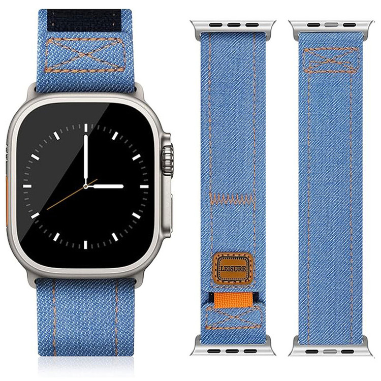 بند آکوآرا مدل Denim Velcro مناسب برای اپل واچ 42/44/45/49 میلیمتری سری Se/1/2/3/4/5/6/7/8/9/Ultra/Ultra2/Ultra3