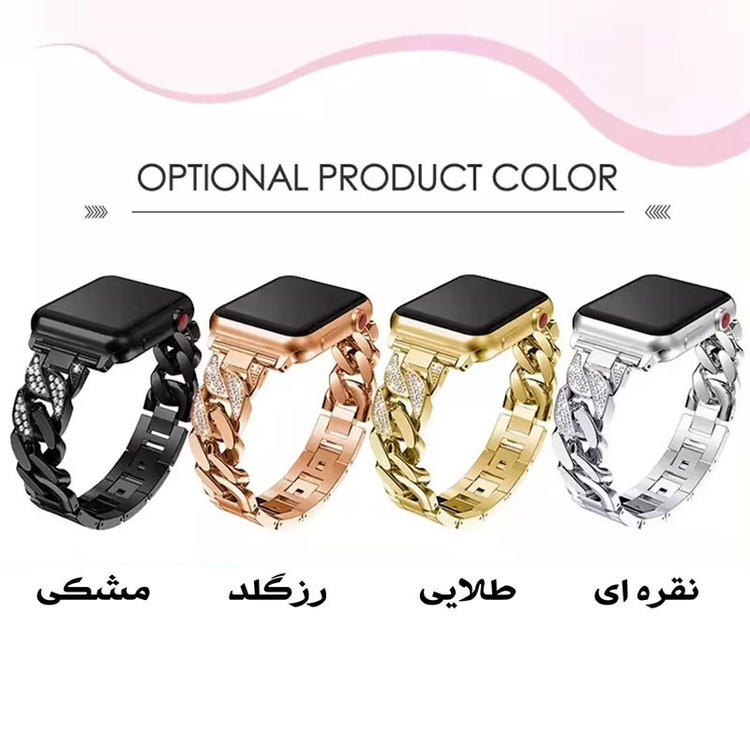 بند مسیر مدل Luxury Diamond Stainless مناسب برای اپل واچ سایز 42mm سری 11