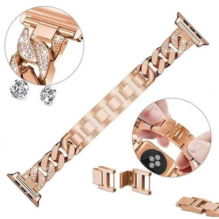 بند مسیر مدل Luxury Diamond Stainless مناسب برای اپل واچ سایز 42mm سری 11