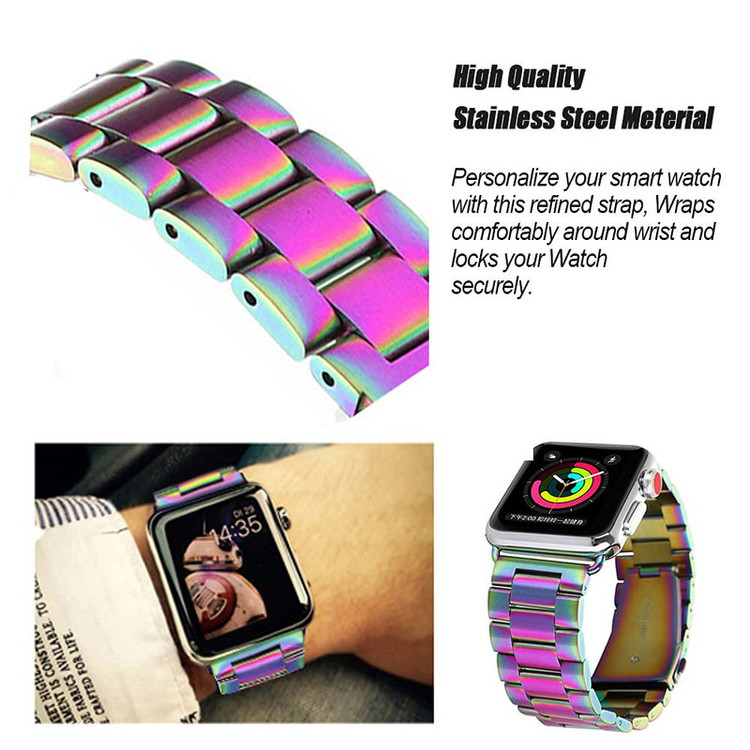 بند گوف مدل Stainless 3Bead colorful مناسب برای اپل واچ Ultra 49mm
