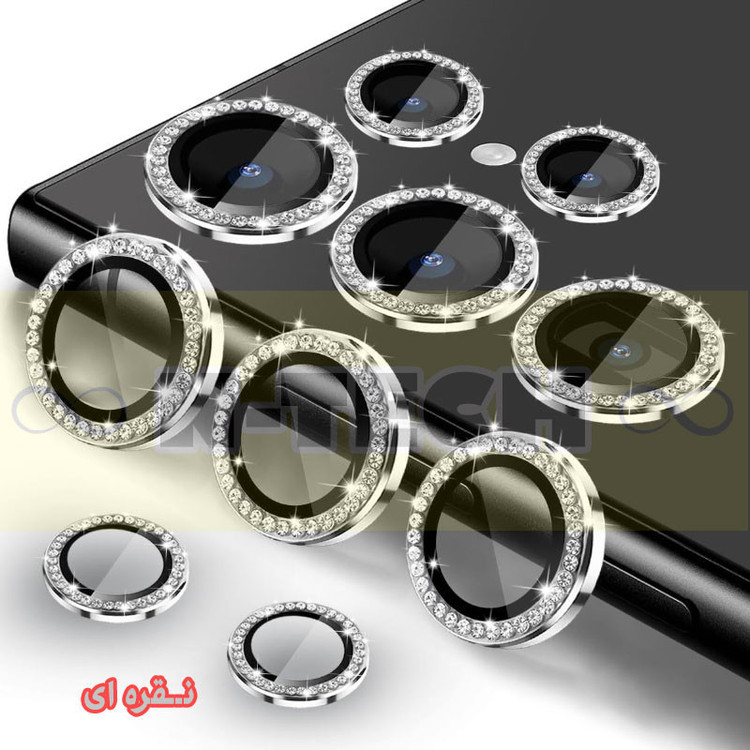 محافظ لنز دوربین انتک مدل رینگی نگین دار مناسب برای گوشی موبایل سامسونگ Galaxy S24 Ultra 5G