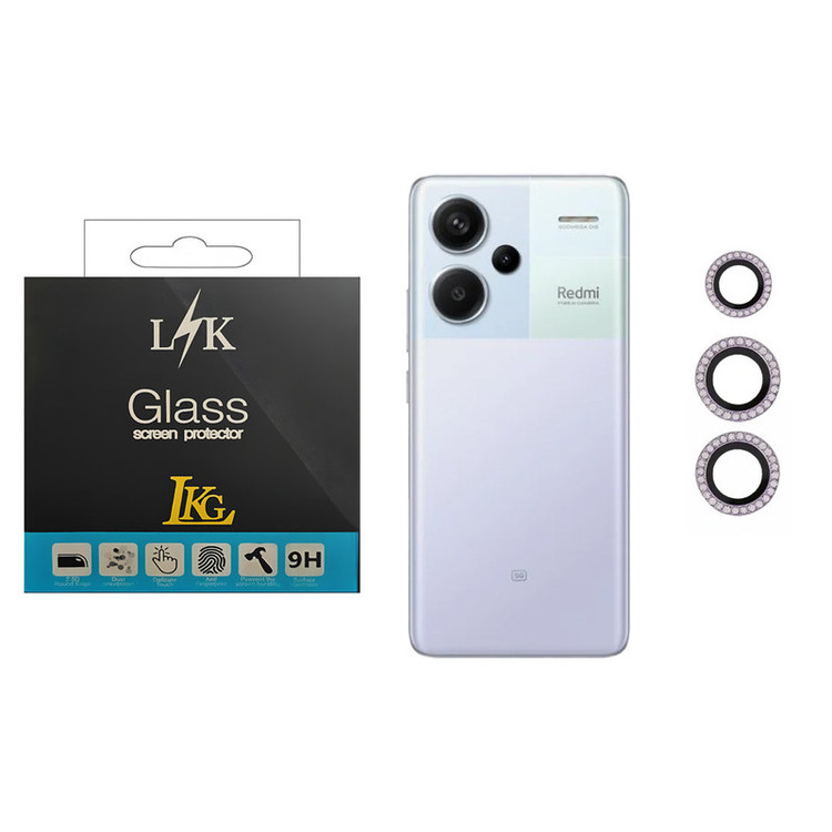 محافظ لنز دوربین ال کا جی مدل نگین دار مناسب برای گوشی موبایل شیائومی Redmi Note 13 Pro Plus 5G