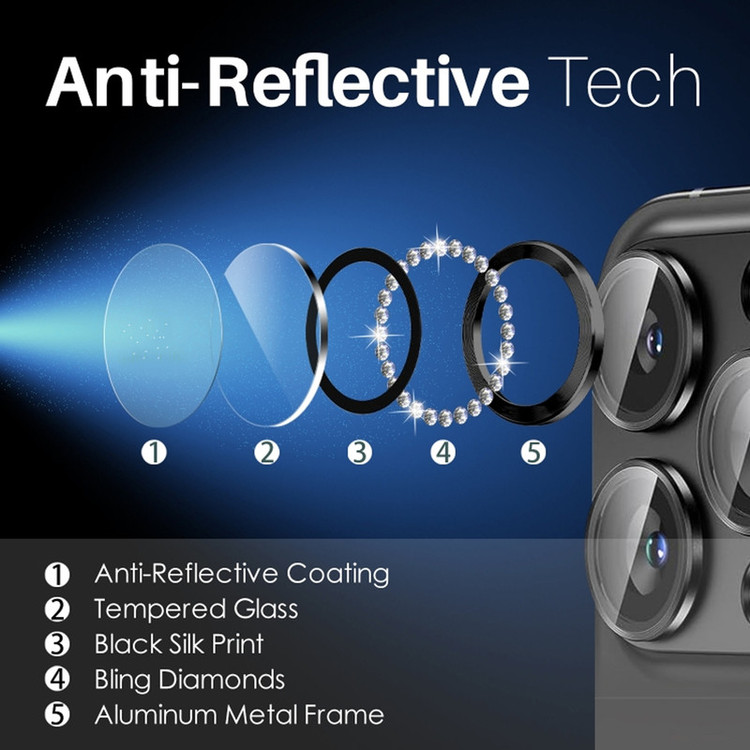 محافظ لنز دوربین فلزی نایت مدل RNG Diamond KT مناسب برای گوشی موبایل اپل iPhone 12 Pro