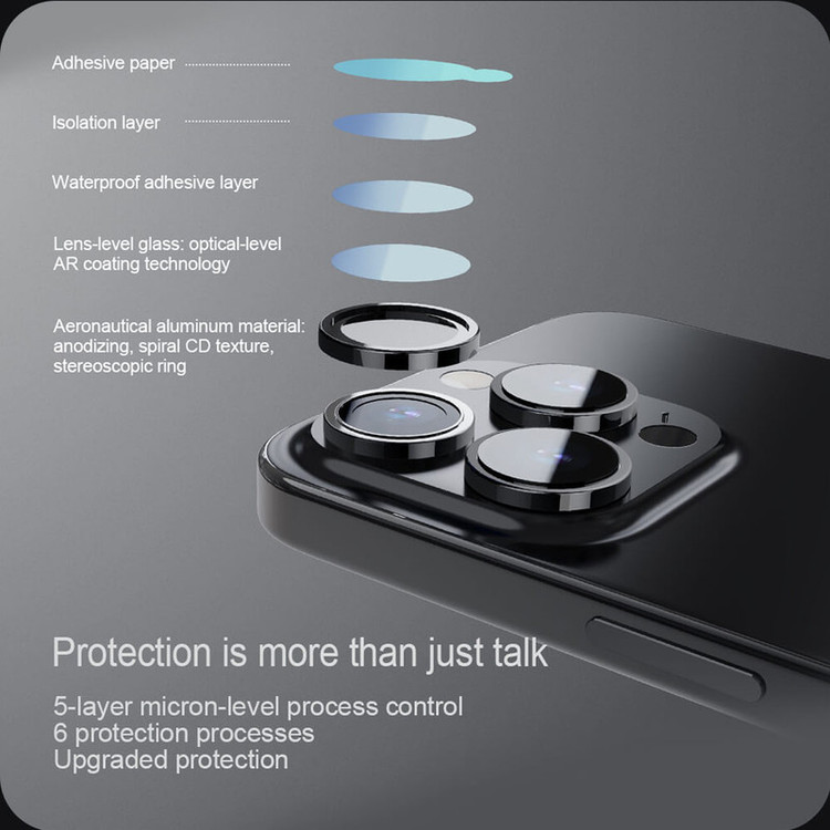 محافظ لنز دوربین نایت مدل Ring Metal KT مناسب برای گوشی موبایل اپل iPhone 16 Pro / 16 Pro Max