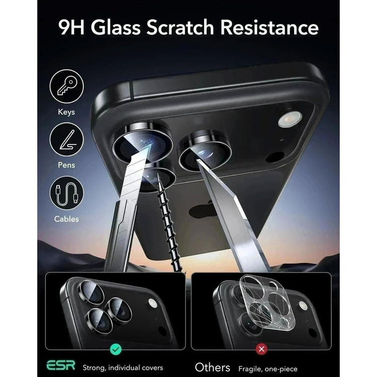 محافظ لنز دوربین انتک مدل ESR Metal مناسب برای گوشی موبایل اپل iPhone 17 Pro Max