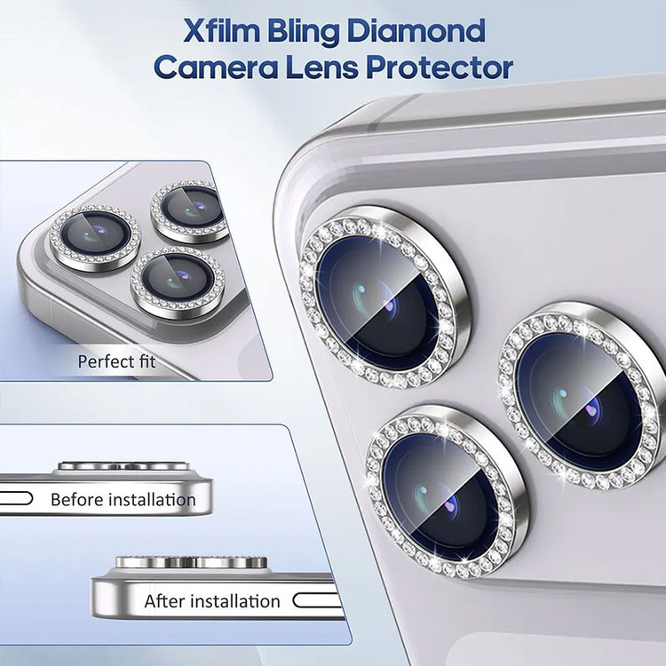 محافظ لنز دوربین فلزی مسیر مدل Diamond Lux مناسب برای گوشی موبایل اپل iPhone 17 Pro