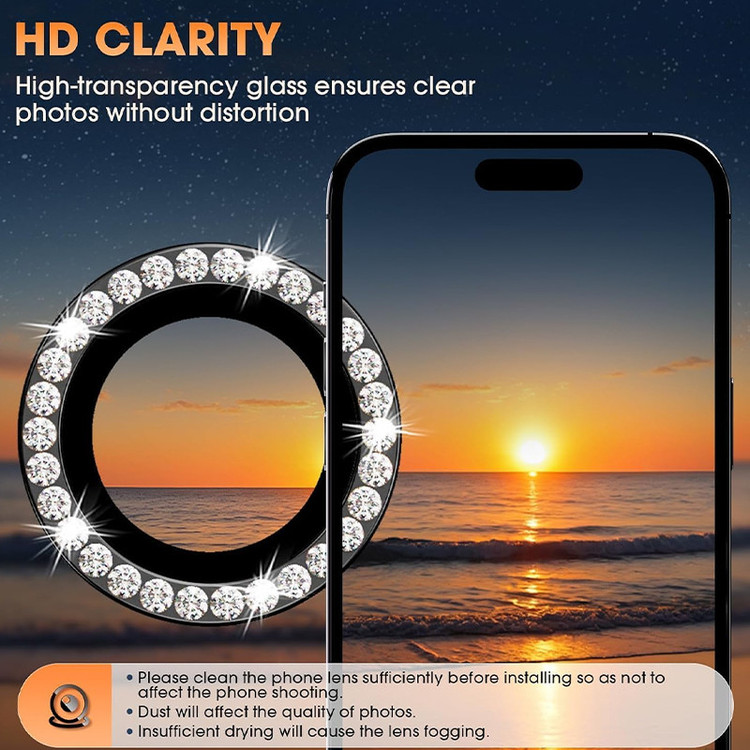 محافظ لنز دوربین فلزی مسیر مدل Diamond Ring مناسب برای گوشی موبایل اپل iPhone 17 Pro