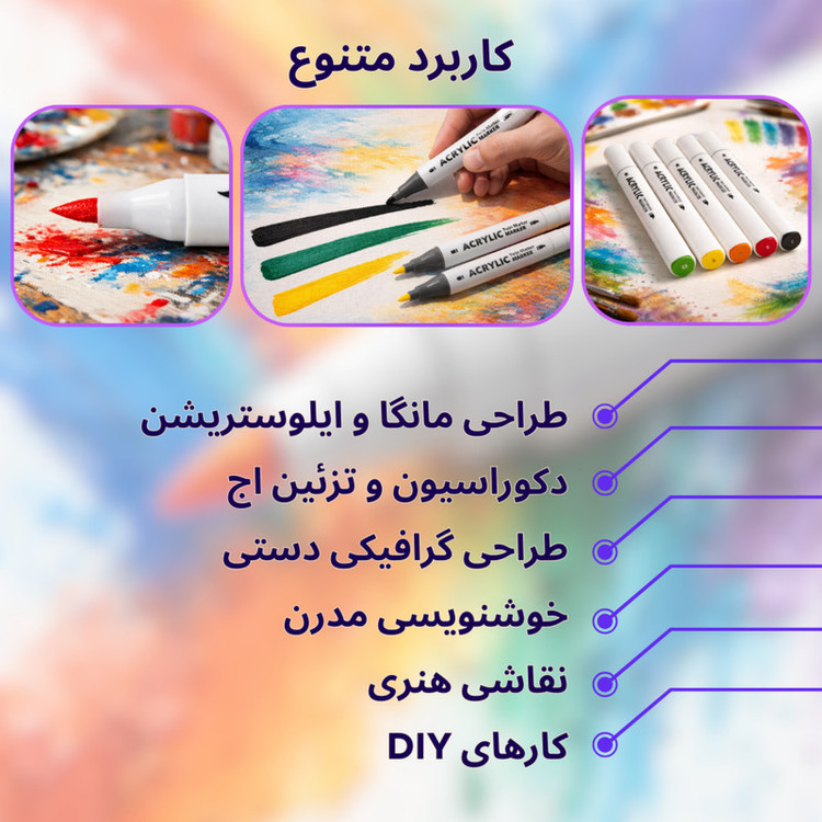 ماژیک تونیوا مدل اکریلیک کد Dual tip مجموعه 80 عددی