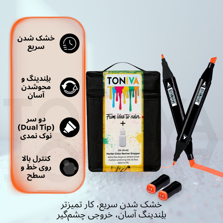 ماژیک راندو تونیوا مدل Touch 36 به همراه محلول احیای ماژیک مجموعه ۳۶ عددی