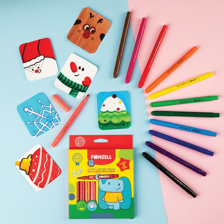 ماژیک رنگ آمیزی فونزل مدل Super Washable Kids بسته 12 عددی