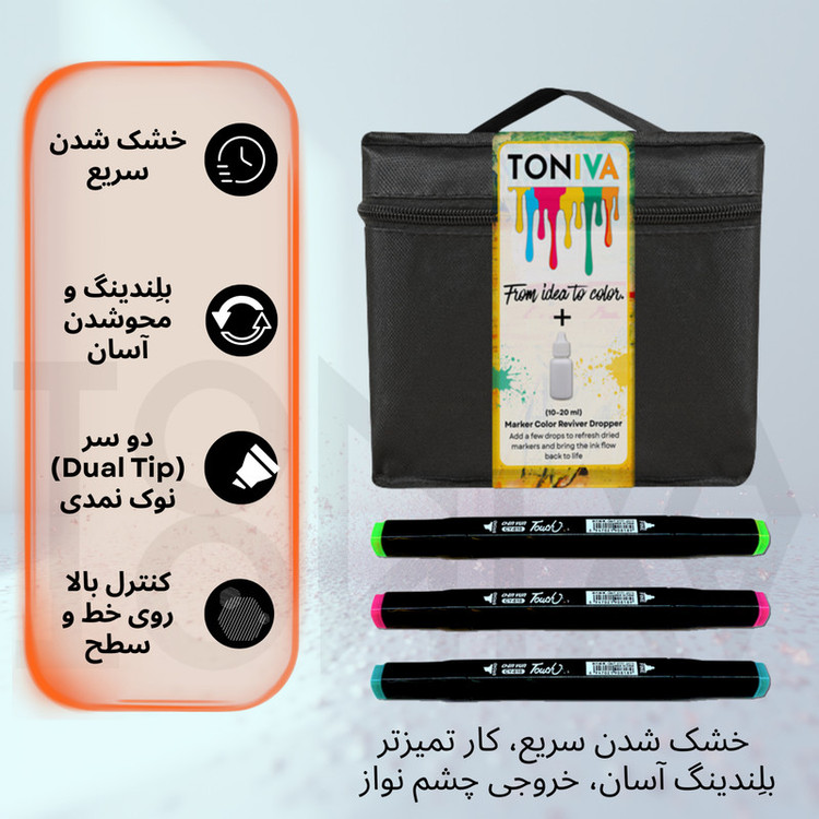ماژیک راندو تونیوا مدل Touch 80 به همراه محلول احیای ماژیک مجموعه ۸۰ عددی
