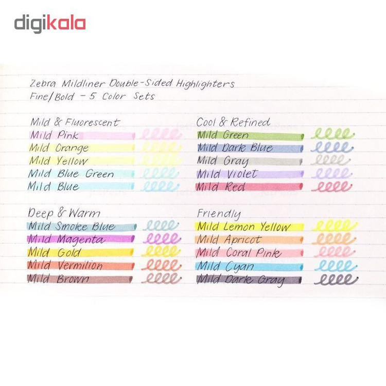 ماژیک علامتگذار دو سر زبرا مدل MILDLINER سری Cool and Refined Colors