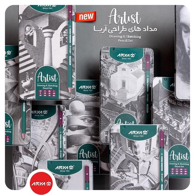 مداد طراحی آریا مدل Artist کد 002-3075 مجموعه 12 عددی