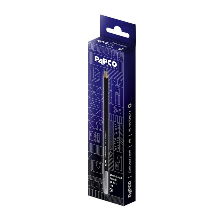مداد مشکی پاپکو با درجه سختی HB کد -BL-PS-16OHB0312 بسته 12عددی