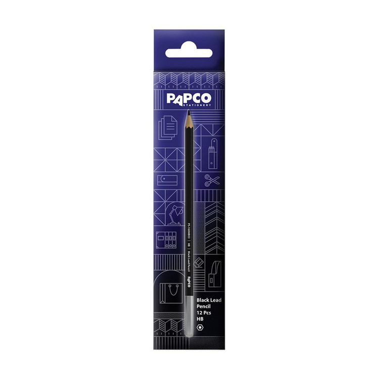 مداد مشکی پاپکو با درجه سختی HB کد -BL-PS-16OHB0312 بسته 12عددی