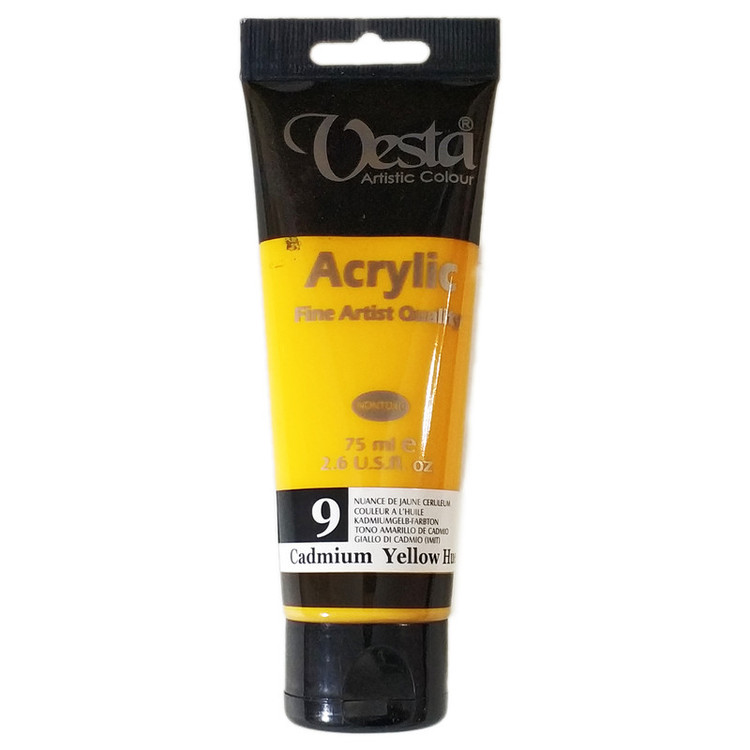 رنگ اکریلیک وستا مدل 09 Cadmium Yellow Hue حجم 75 میلی لیتر