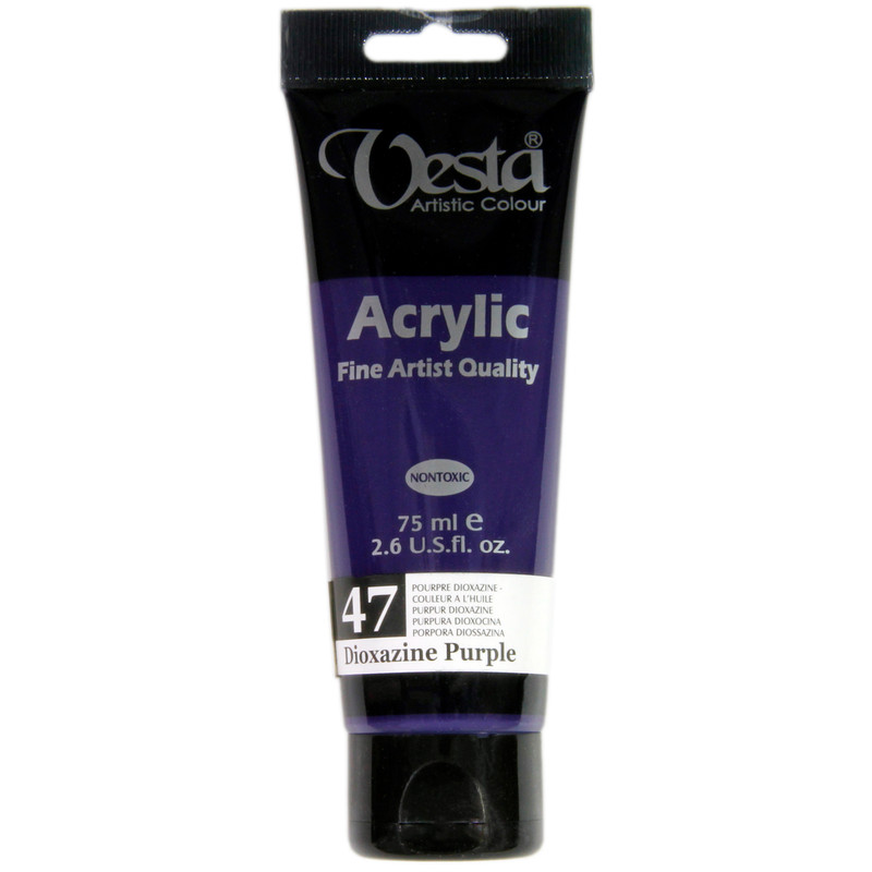 رنگ اکریلیک وستا مدل 47 Dioxazin Purple حجم 75 میلی لیتر