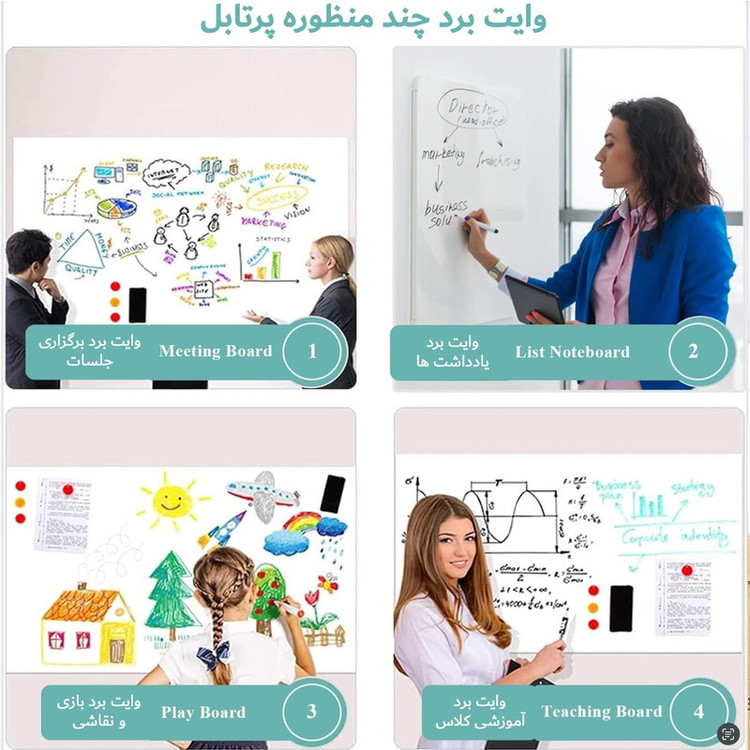 تخته وایت برد هوم اند فریج مدل 5 سایز 60x40 سانتیمتر به همراه ماژیک و مگنت مجموعه 5 عددی