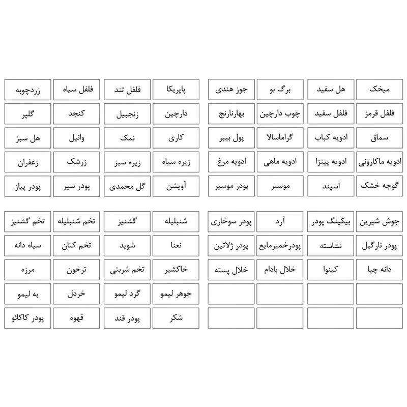 برچسب مدل نظم دهنده ادویه آشپزخانه مدل minimal کد 02 بسته 80 عددی
