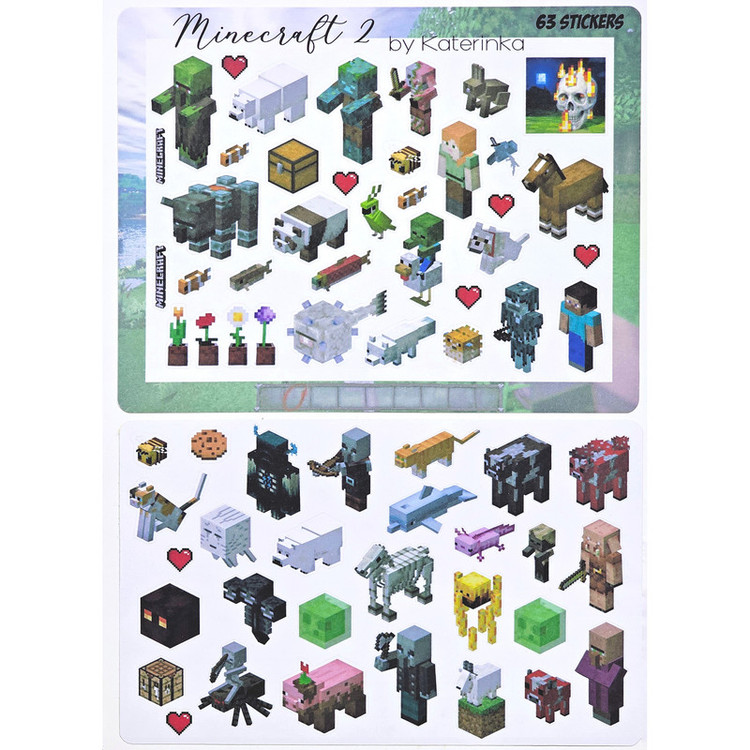برچسب کاترینکا طرح برش خورده بولت ژورنال و اسکرپ بوک مدل Minecraft 2 بسته 63 عددی