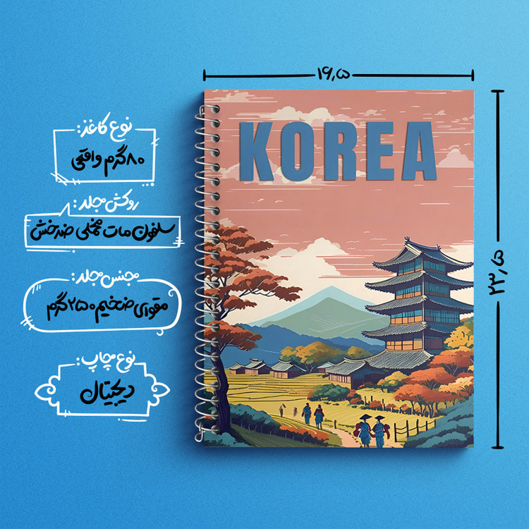 دفتر لغت 50 برگ خندالو طرح کره (Korea) کد F6304