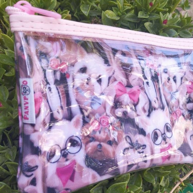 جامدادی پانی پو مدل دو زیپ شفاف طرح آکواریوم سگ ها